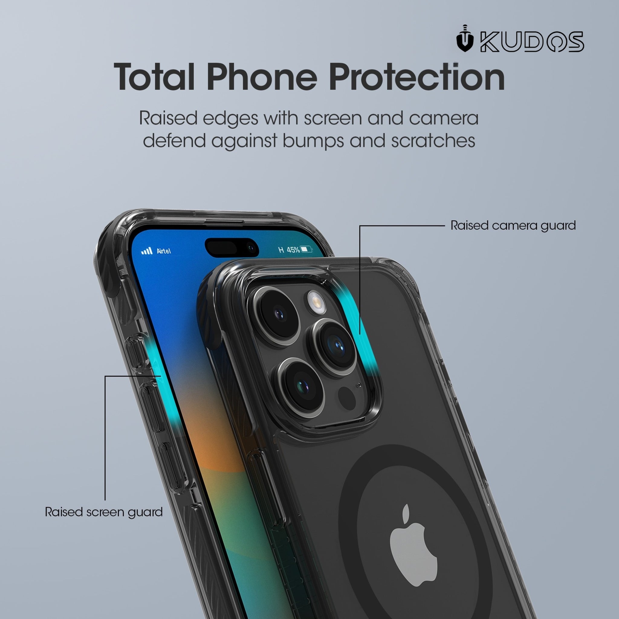 KUDOS Linear Case for iPhone 16 Pro Clear with MagSafe, Military Grade Heavy Duty Shockproof