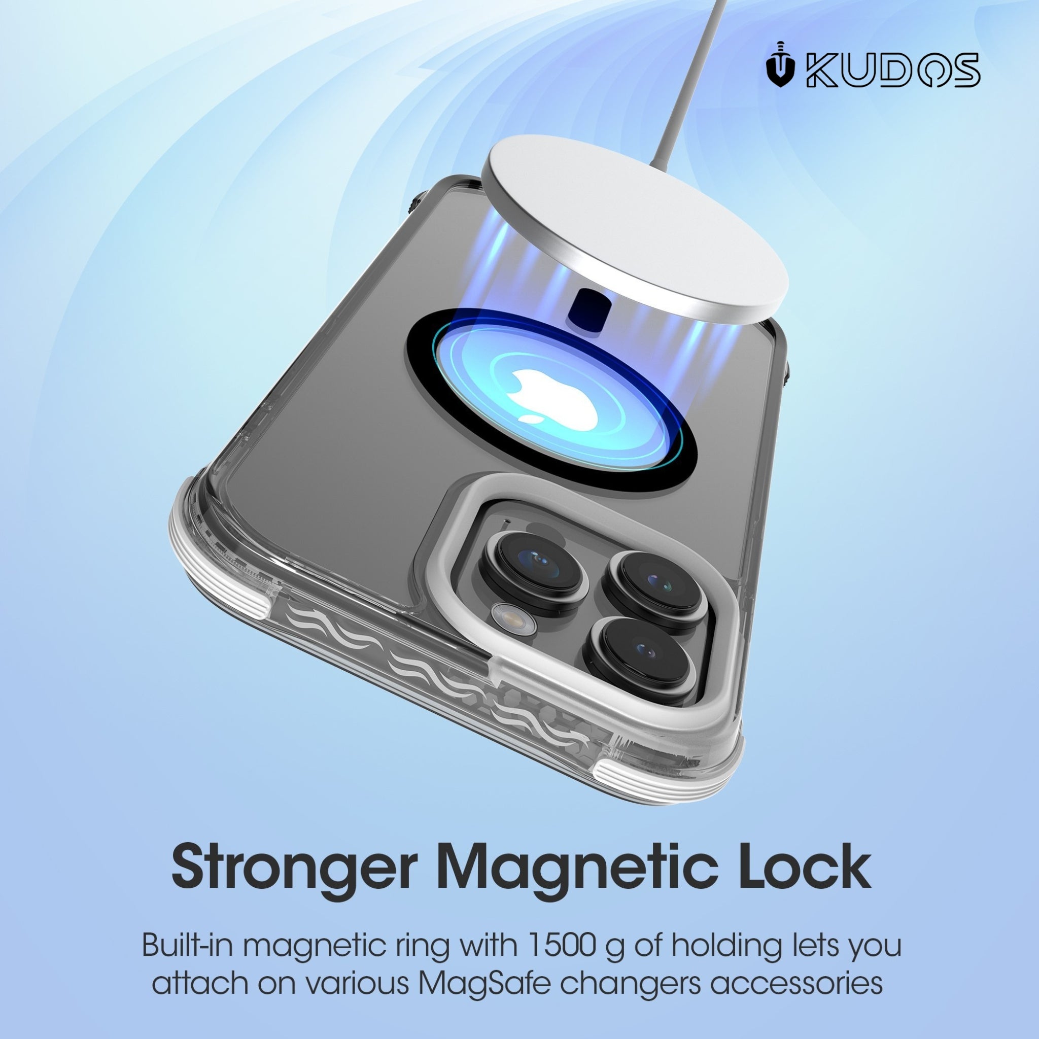 KUDOS Defence Case for iPhone 16 Pro Clear Back Cover with Raised Camera & Screen Edges