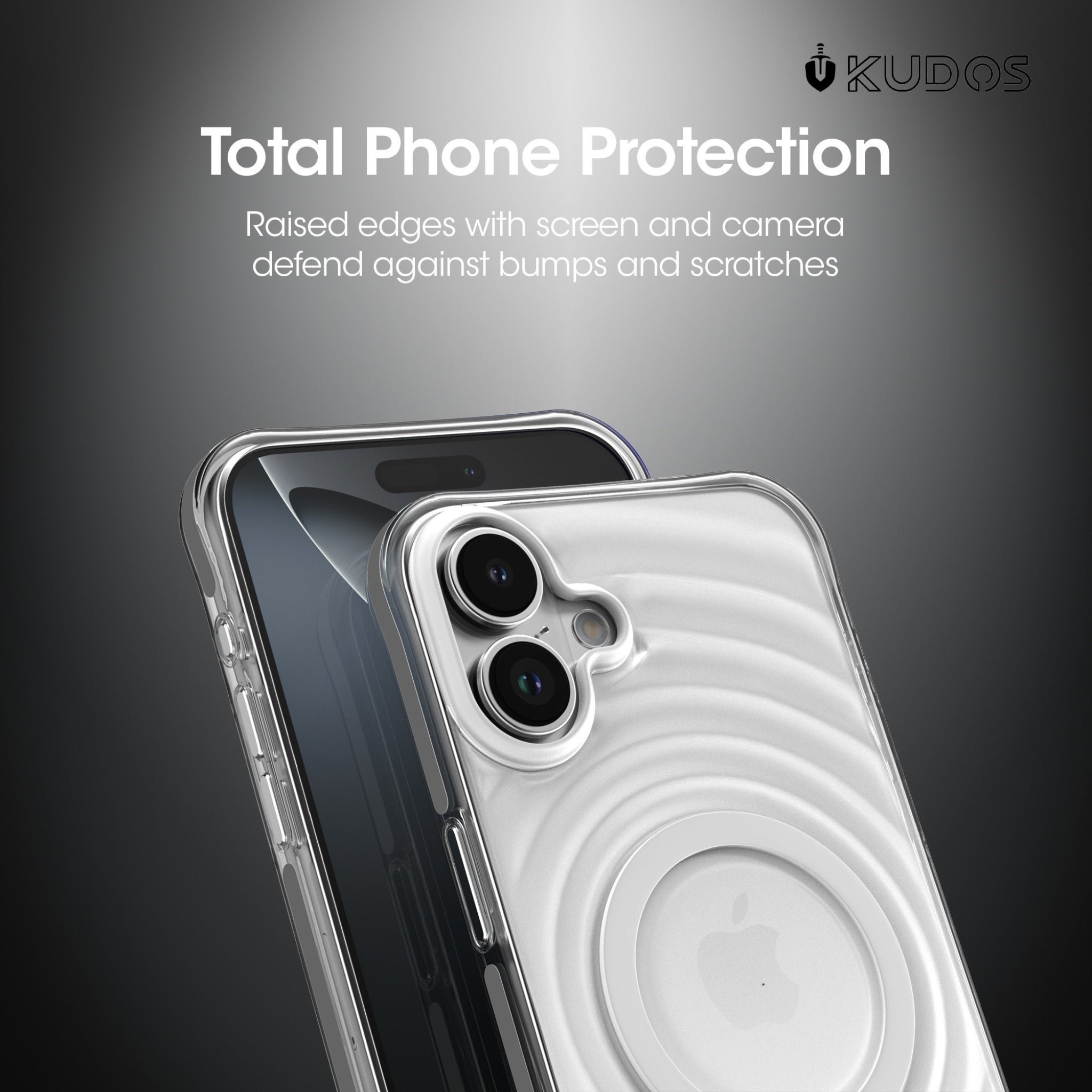 KUDOS Wave iPhone 16 Cover Case - Artistic Ripple Pattern Transparent Shockproof