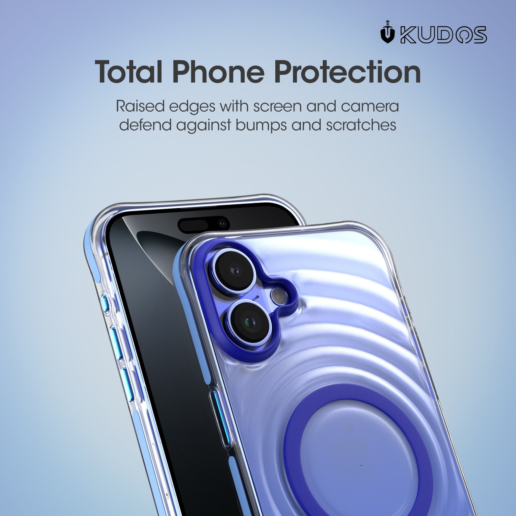 KUDOS Wave iPhone 16 Cover Case - Artistic Ripple Pattern Transparent Shockproof