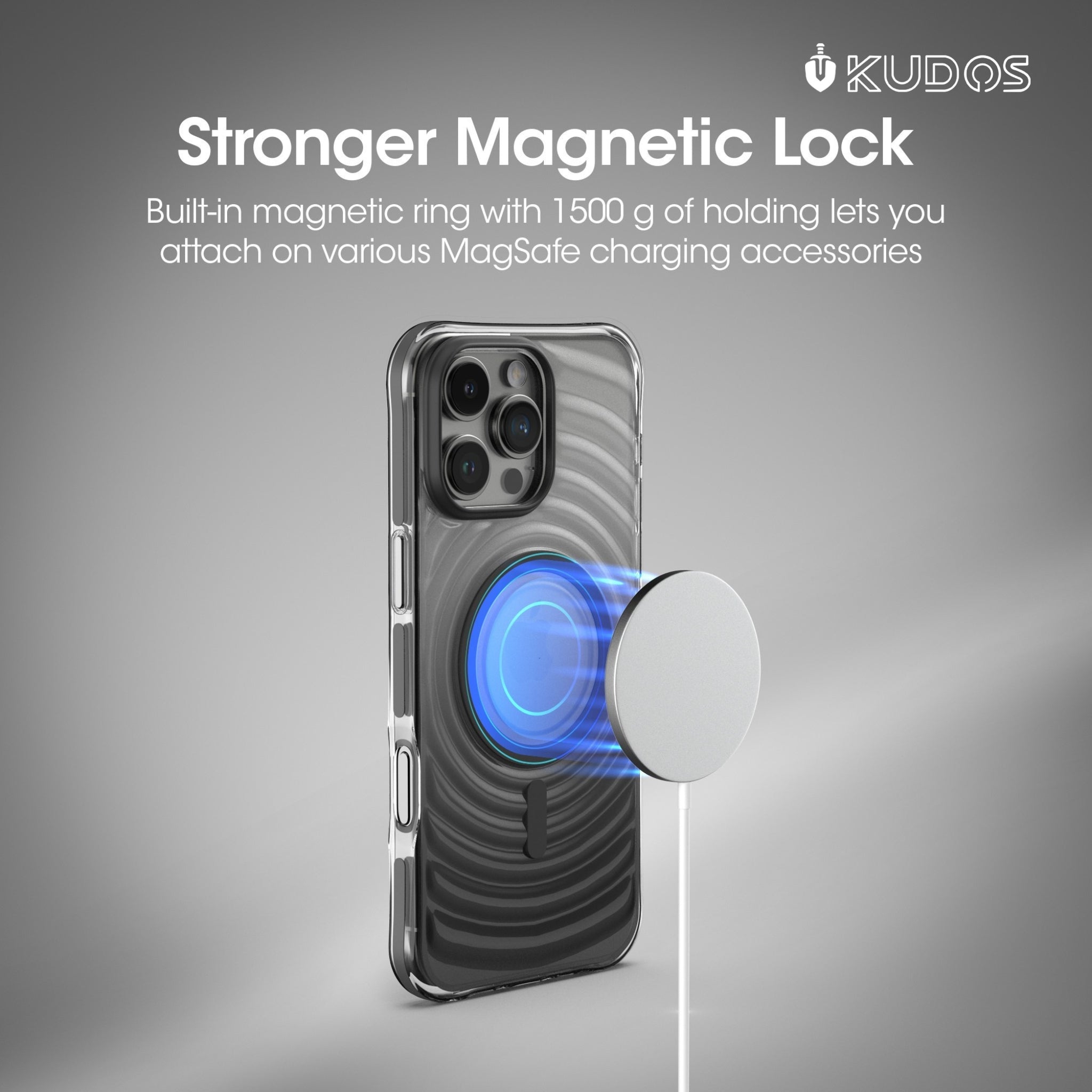 KUDOS Wave 16 Pro max Cover Clear Case with MagSafe, Heavy Duty Shockproof