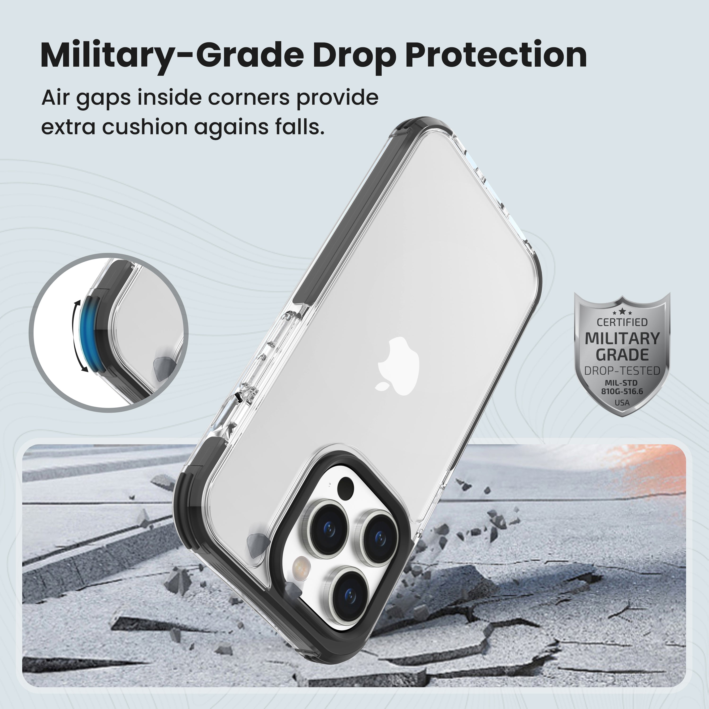 Black DEFENCE Phone Case Cover for iPhone 14 Pro