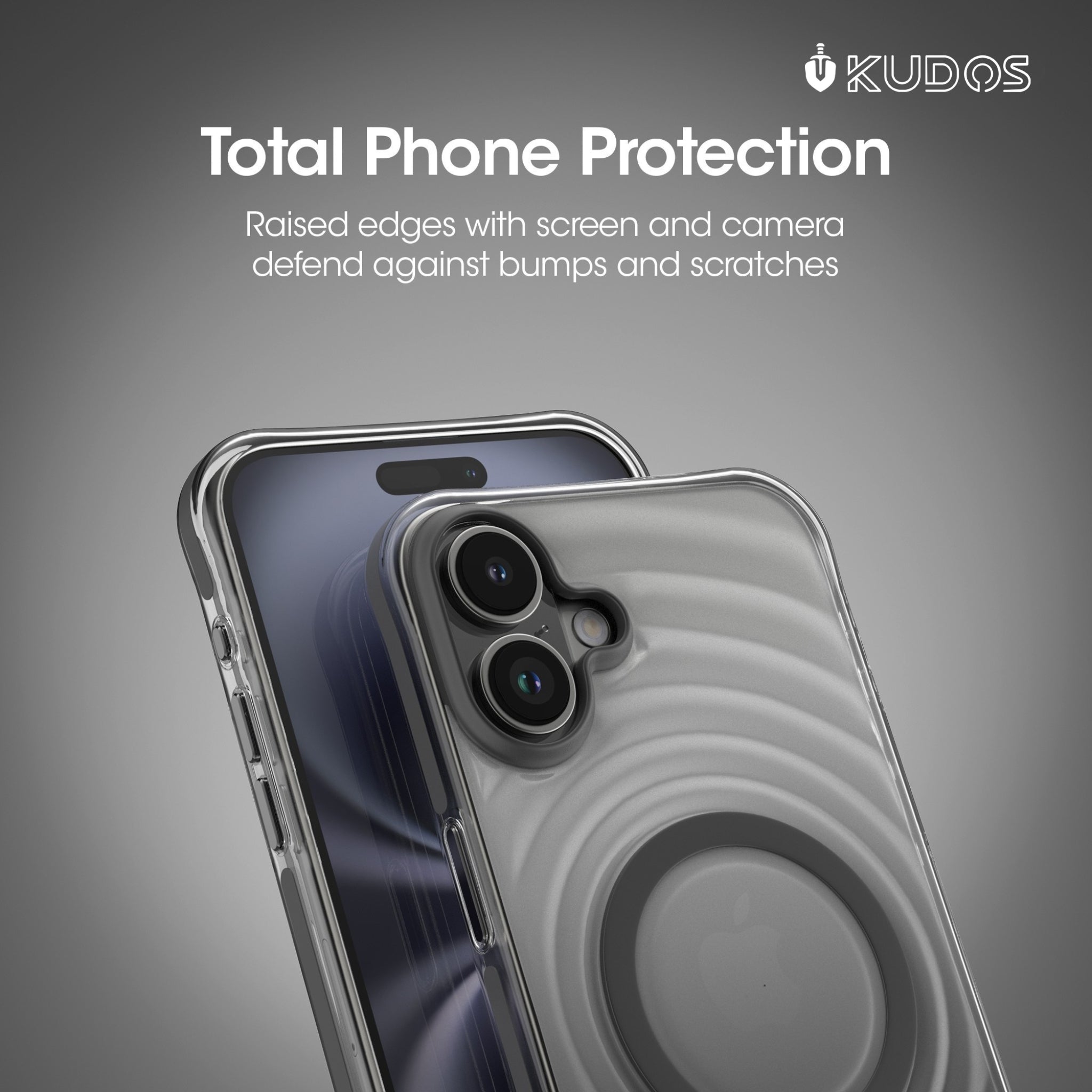 KUDOS Wave iPhone 16 Cover Case - Artistic Ripple Pattern Transparent Shockproof