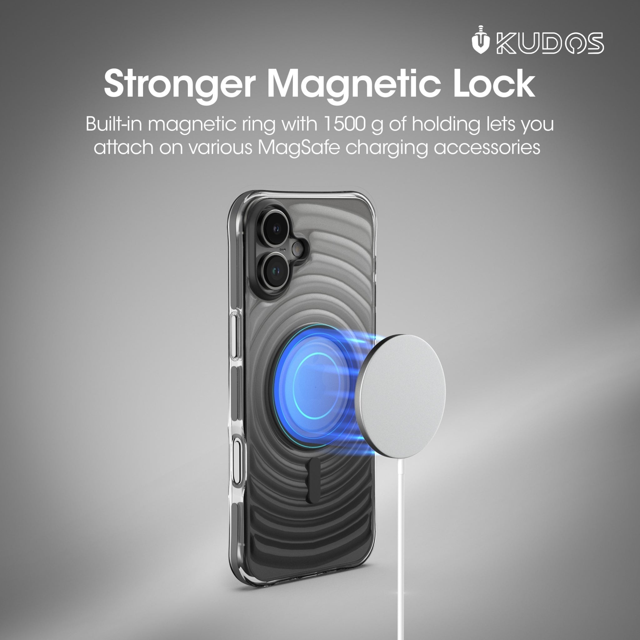 KUDOS Wave iPhone 16 Cover Case - Artistic Ripple Pattern Transparent Shockproof