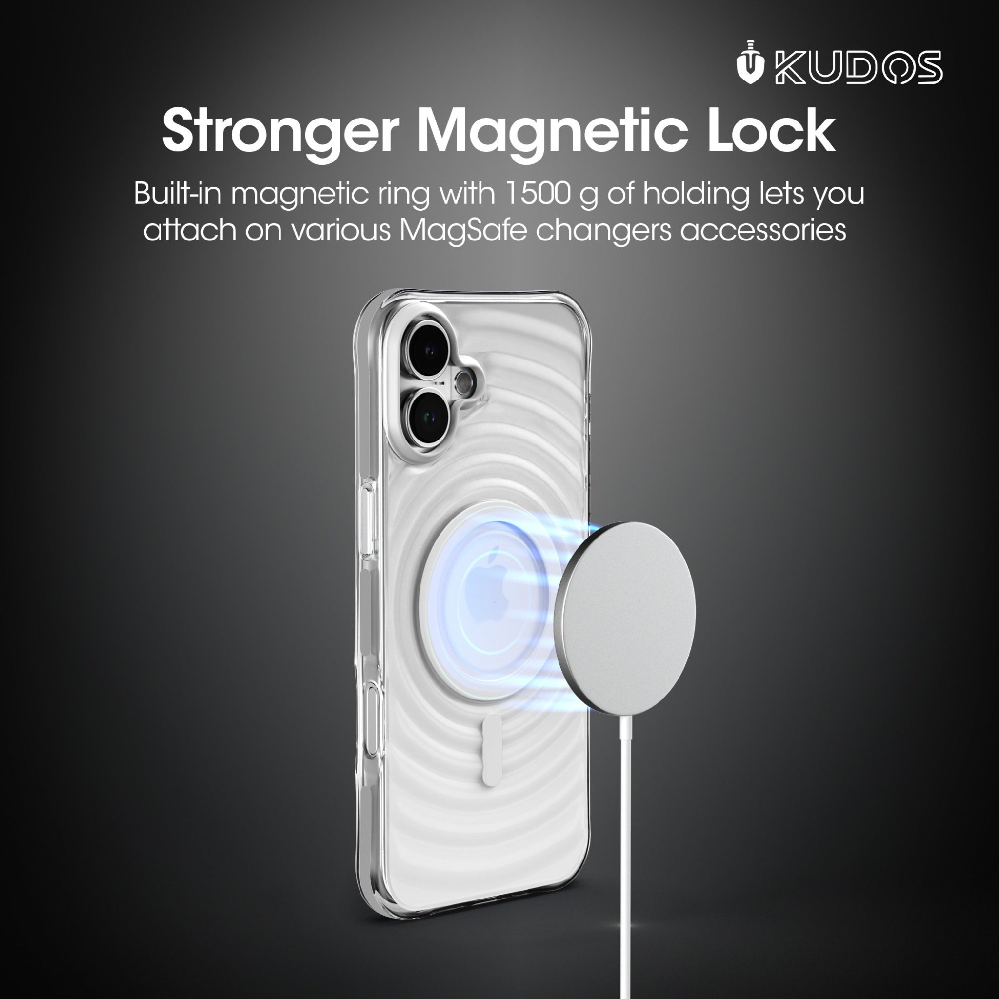 KUDOS Wave iPhone 16 Cover Case - Artistic Ripple Pattern Transparent Shockproof