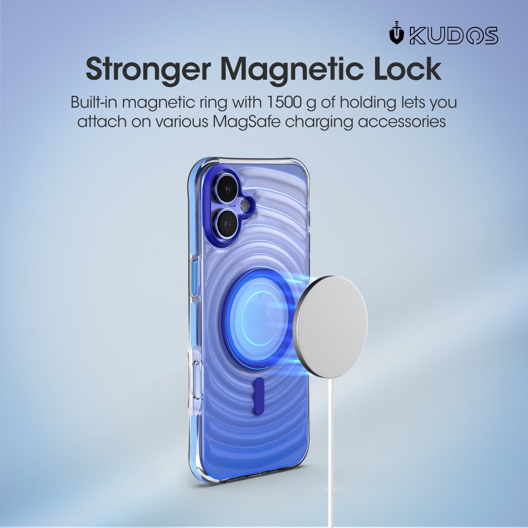 KUDOS Wave iPhone 16 Cover Case - Artistic Ripple Pattern Transparent Shockproof