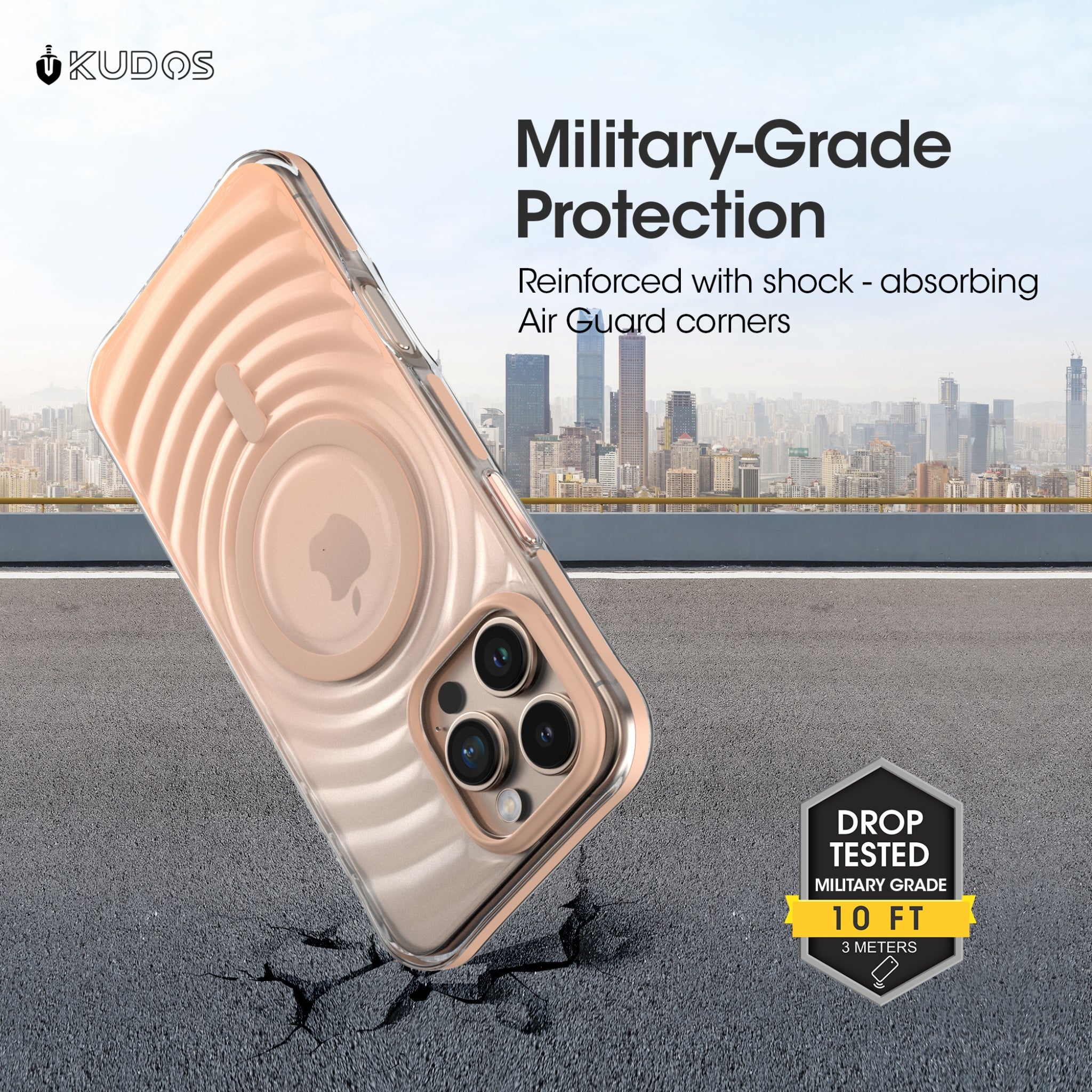 KUDOS Wave 16 Pro max Cover Clear Case with MagSafe, Heavy Duty Shockproof