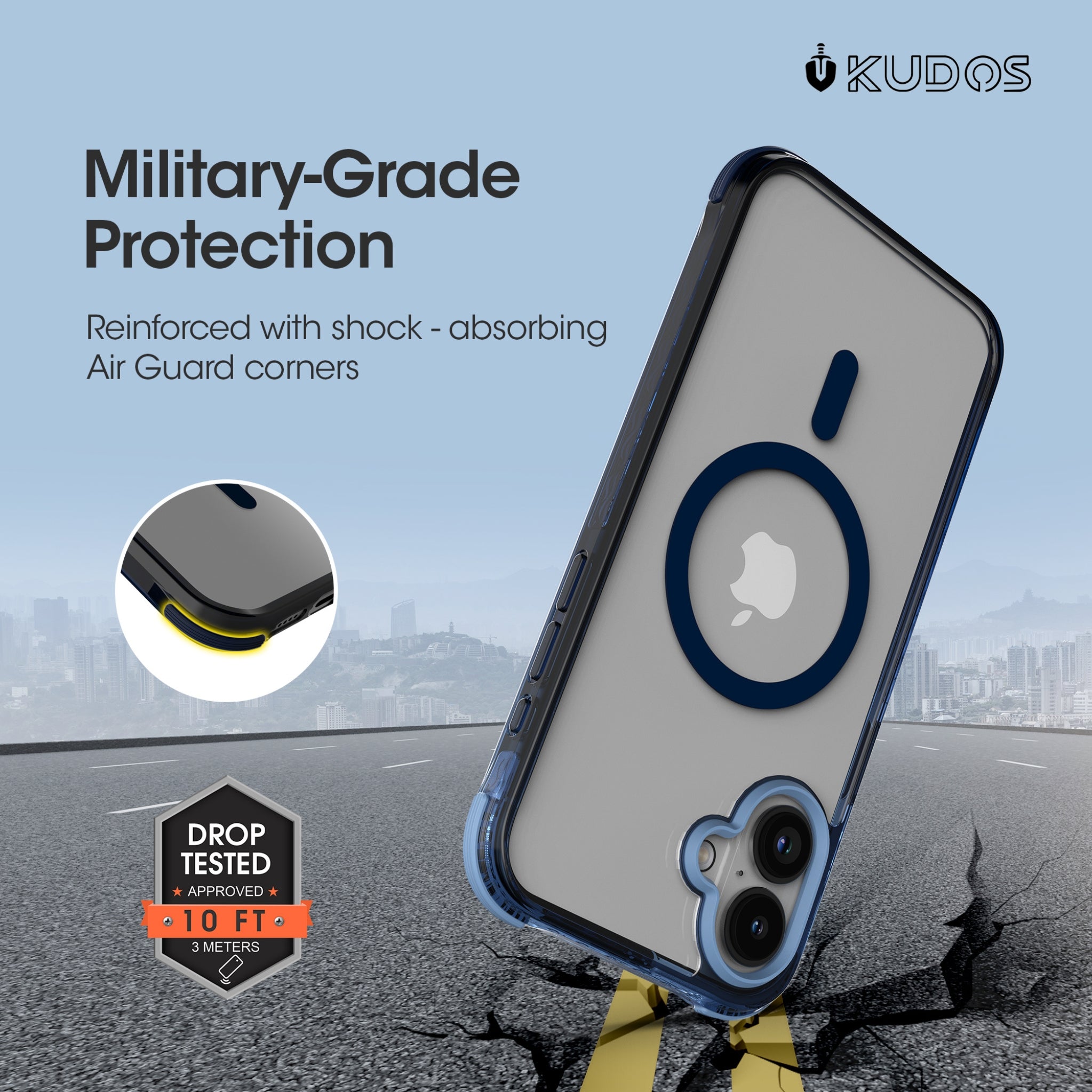 KUDOS Defence Cover Case - Transparent Shockproof Cover with Camera Protection, MagSafe Compatible