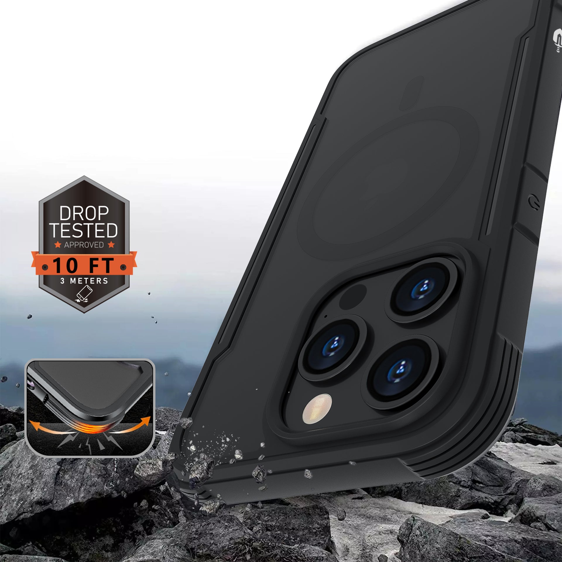 Black MAG ARMOR Phone Case Cover for iPhone 15 Promax – MagSafe Drop Tested Case