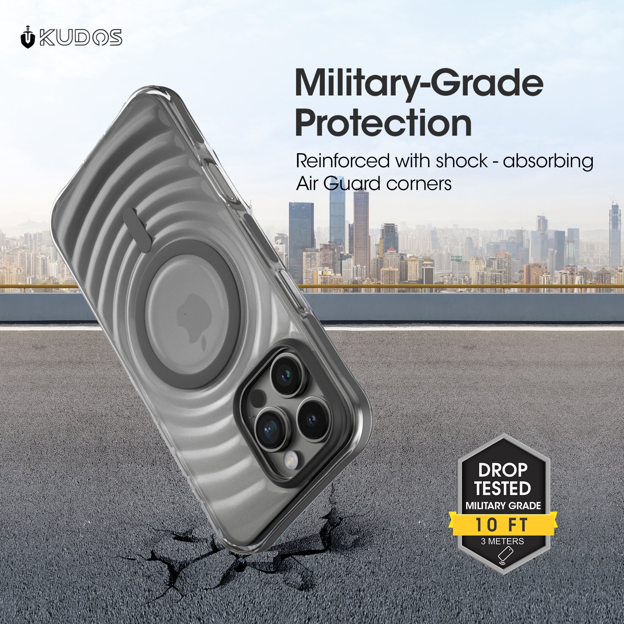 KUDOS Wave 16 Pro max Cover Clear Case with MagSafe, Heavy Duty Shockproof