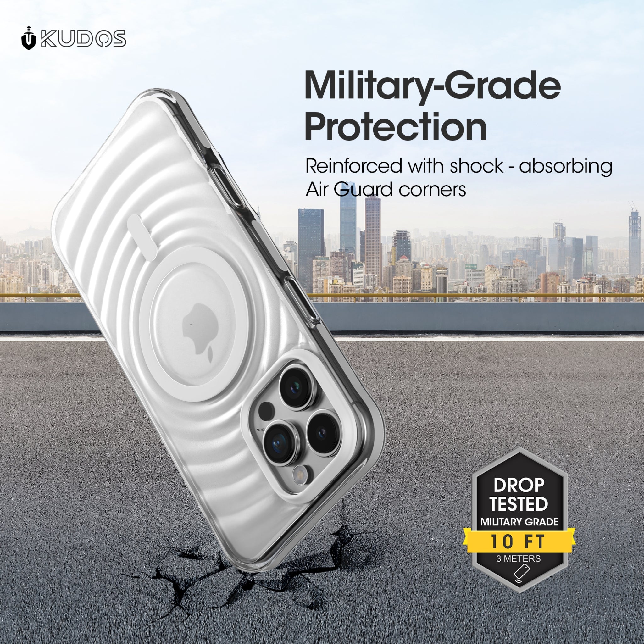 KUDOS Wave 16 Pro max Cover Clear Case with MagSafe, Heavy Duty Shockproof