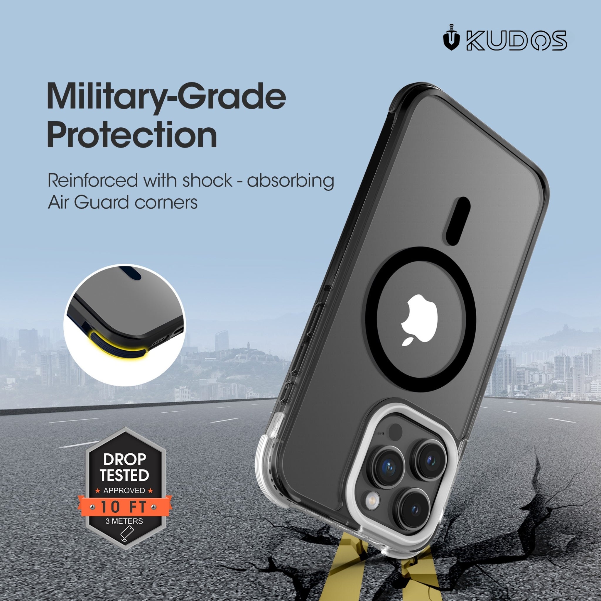 KUDOS Defence Gray Case for iPhone 16 Pro max