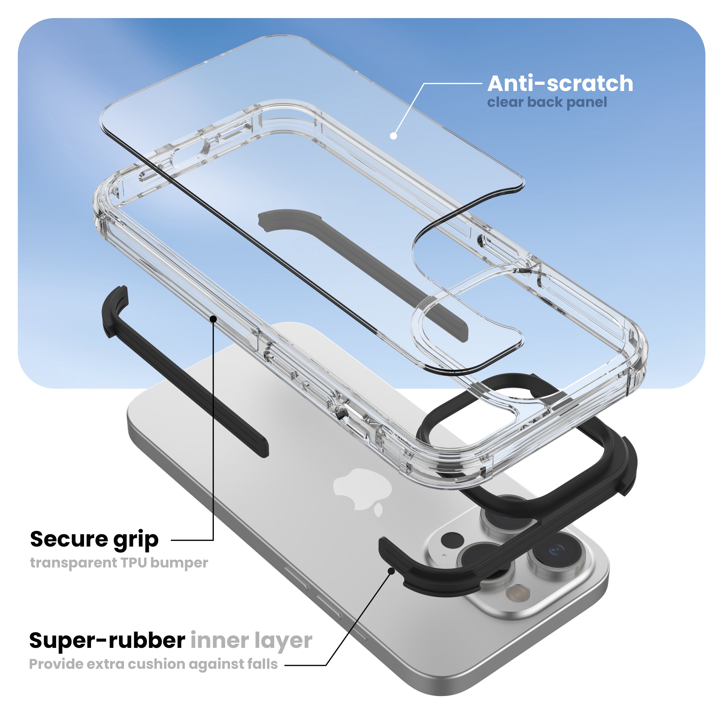 Black DEFENCE Phone Case Cover for iPhone 14 Pro