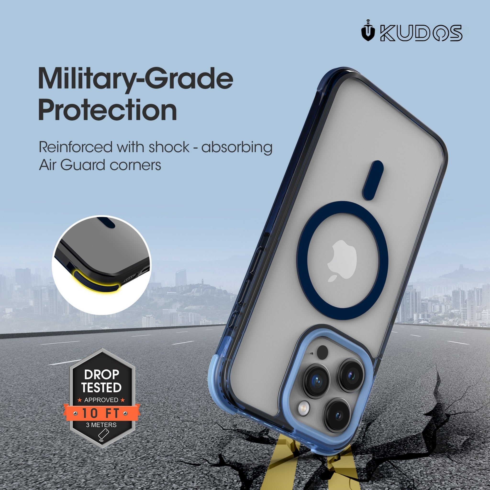 KUDOS Defence Case for iPhone 16 Pro Clear Back Cover with Raised Camera & Screen Edges