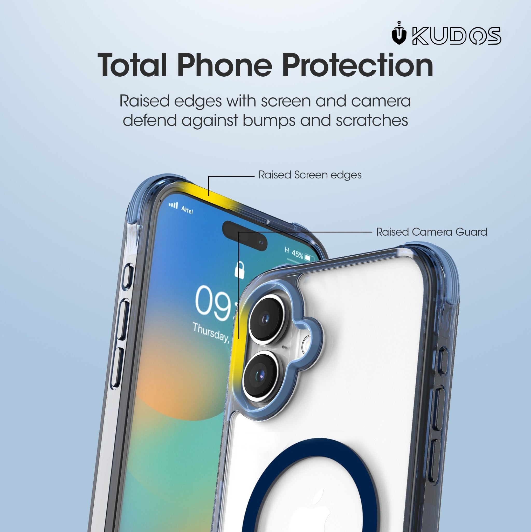 KUDOS Defence Cover Case - Transparent Shockproof Cover with Camera Protection, MagSafe Compatible
