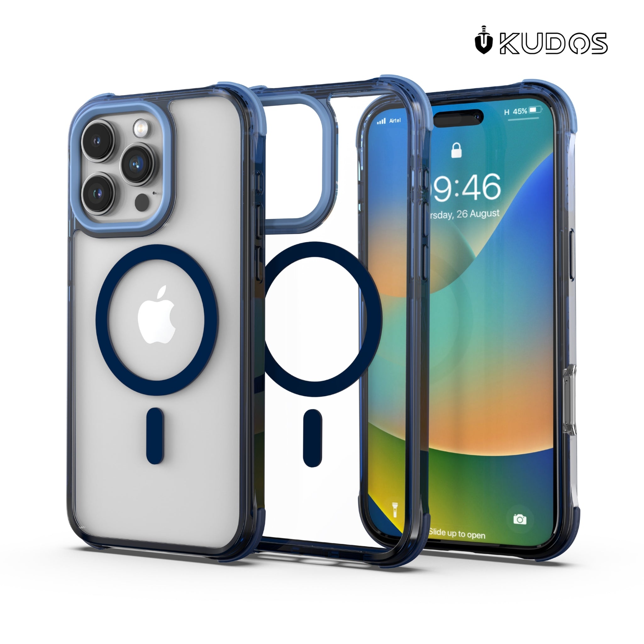 KUDOS Defence Case for iPhone 16 Pro Clear Back Cover with Raised Camera & Screen Edges