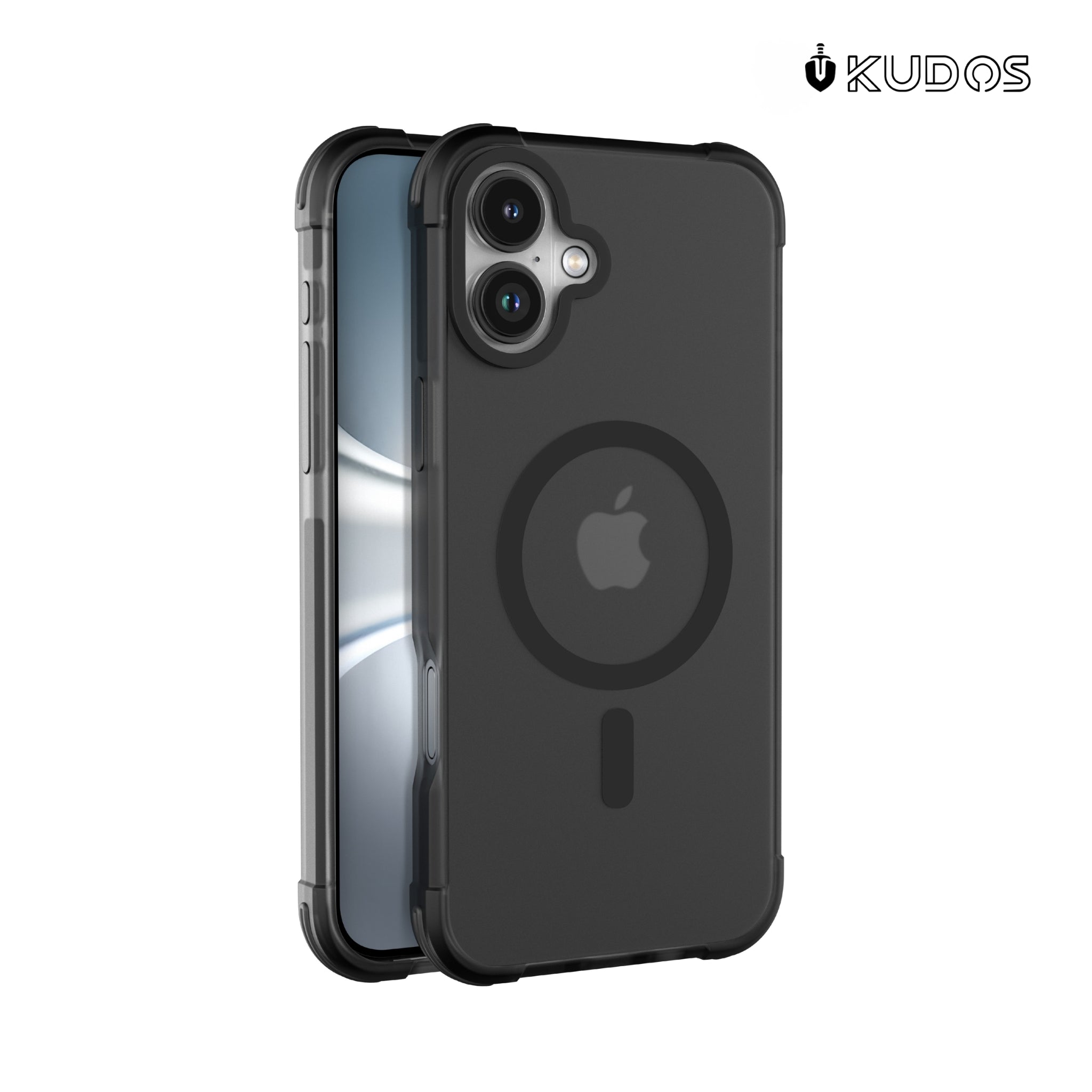 KUDOS Mag Armour iPhone 16 Cover Case - Matte Black Translucent Shockproof iPhone 16 Cover with Camera Protection