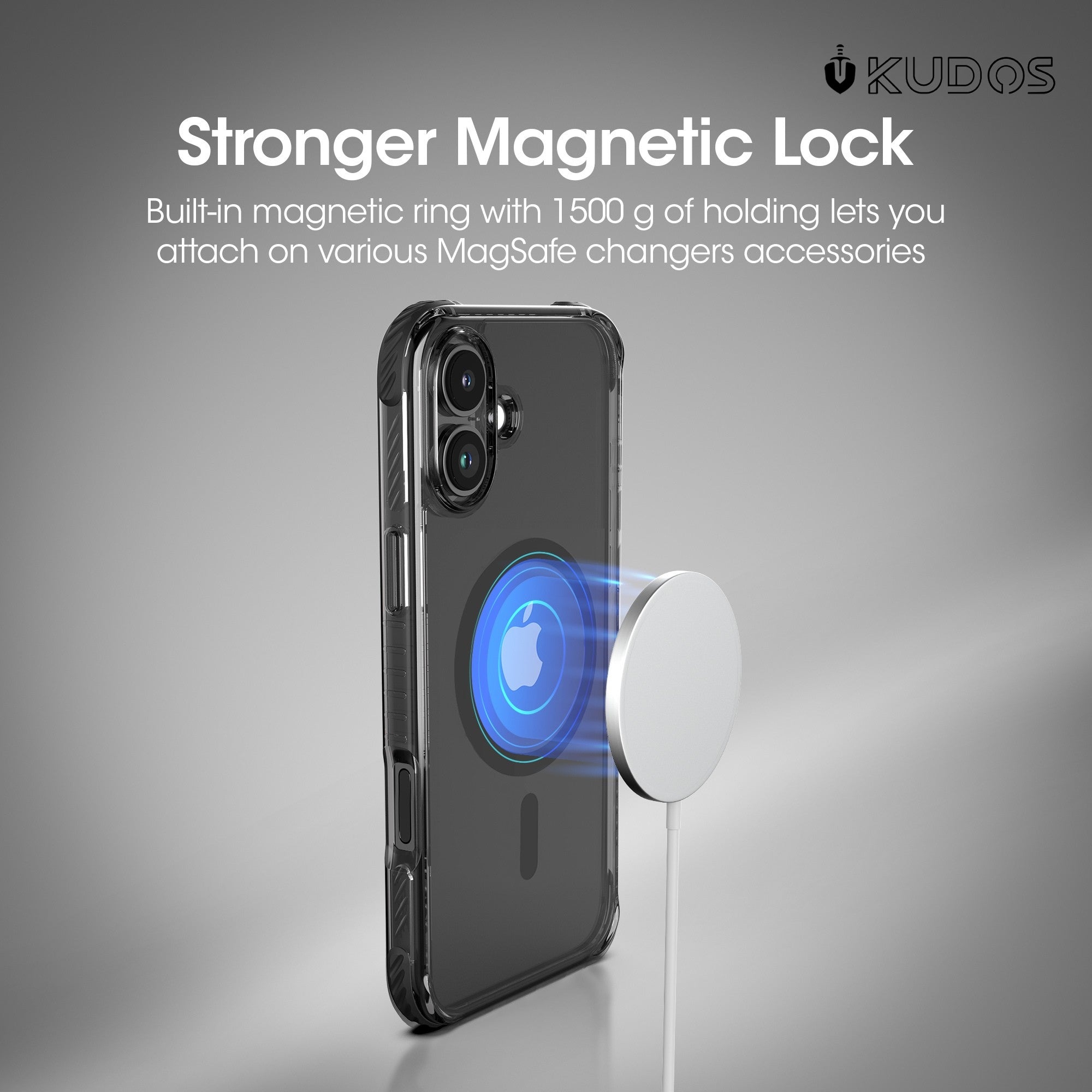 KUDOS Linear iPhone 16 Cover Case - Crystal Clear Transparent Shockproof