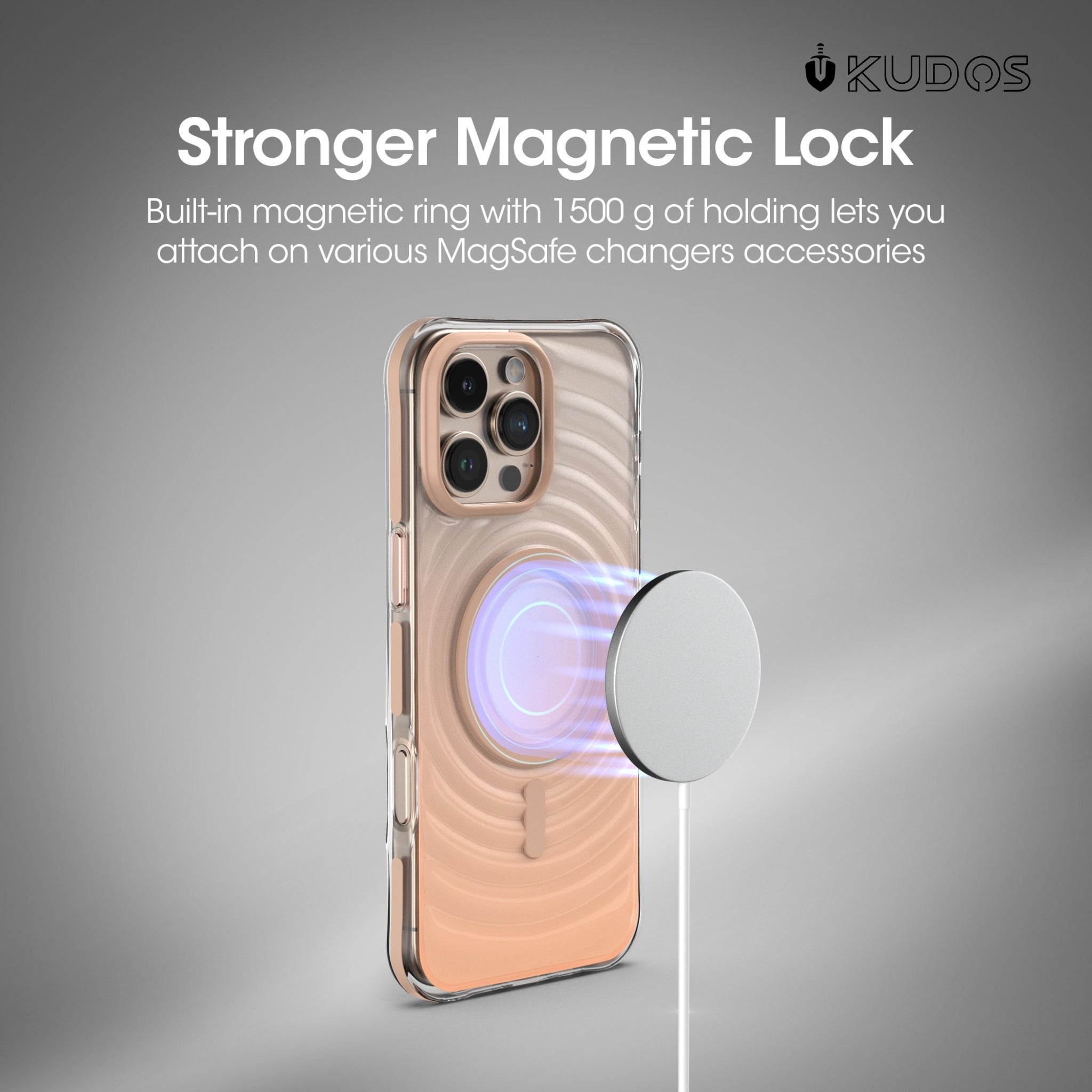 KUDOS Wave 16 Pro Cover for iPhone 16 Pro Clear Case with MagSafe, Heavy Duty Shockproof Transparent