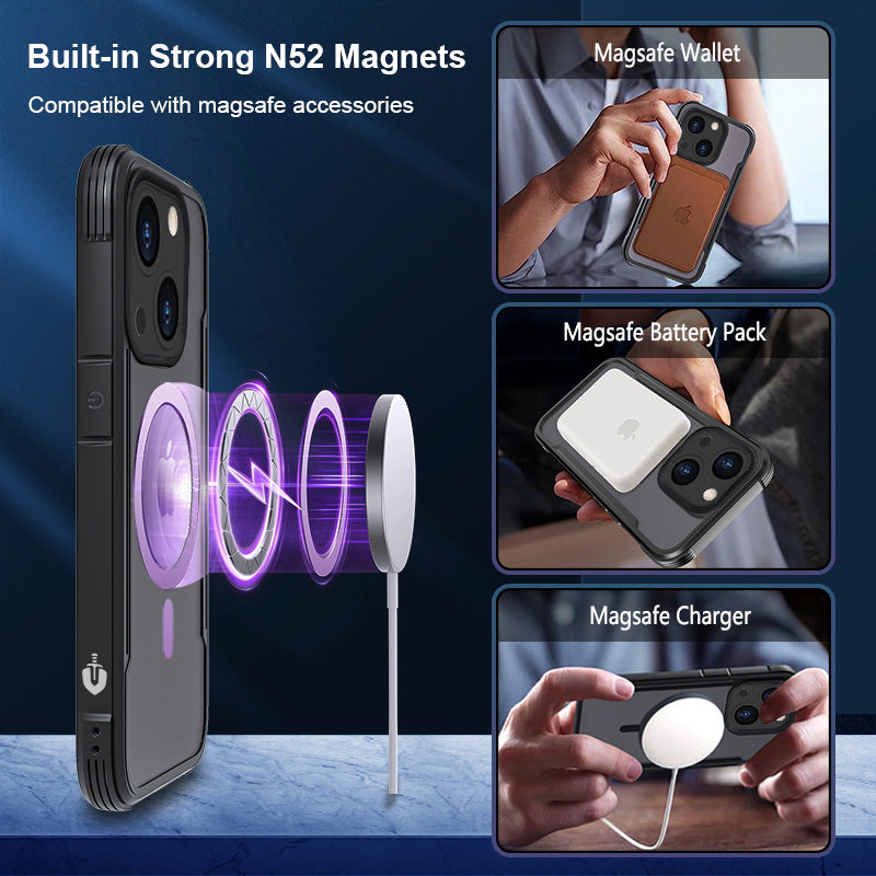 Black MAG ARMOR Phone Case Cover for iPhone 15 Plus – MagSafe Drop Tested Case