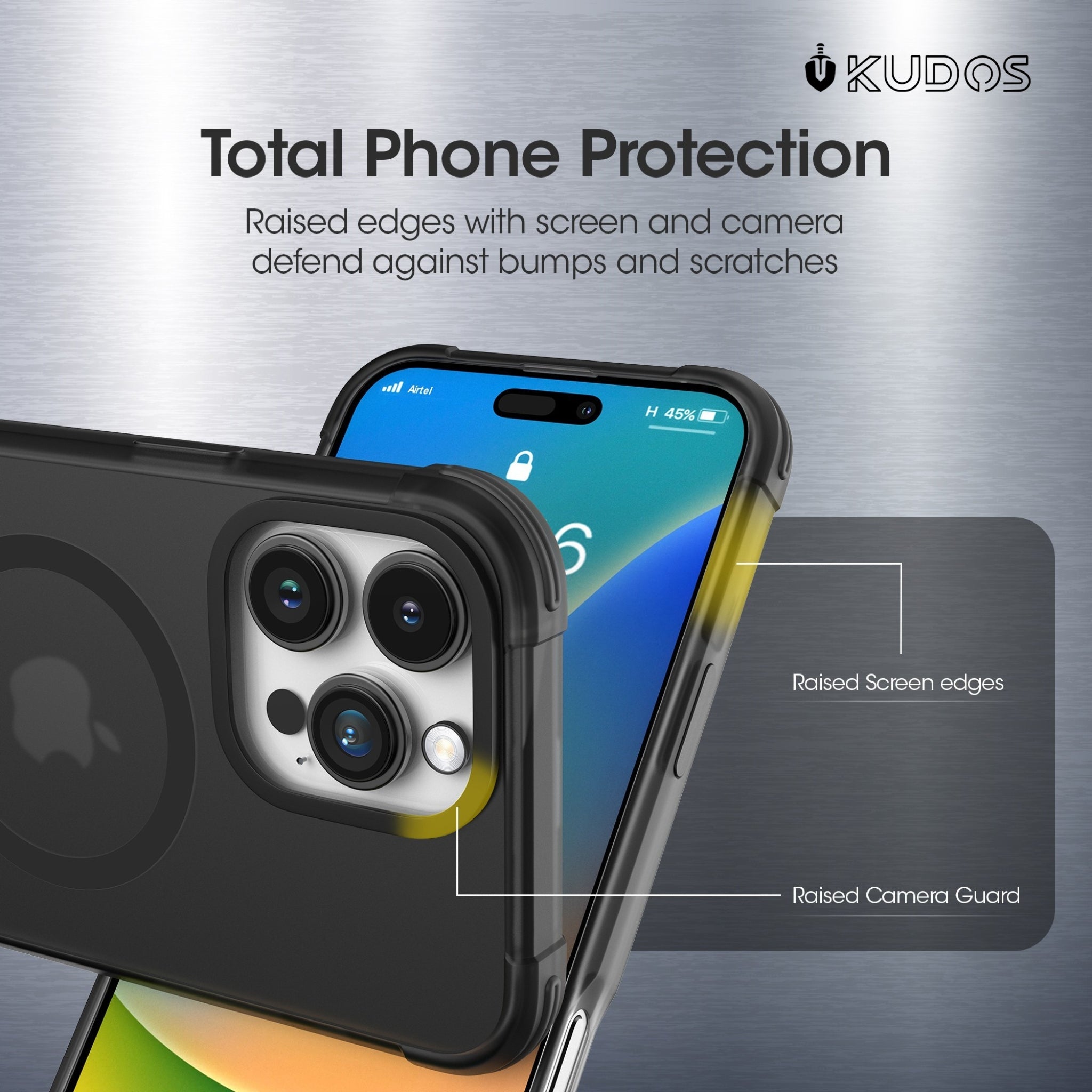 KUDOS Mag Armour Case for iPhone 16 Pro with MagSafe Translucent Matte Black
