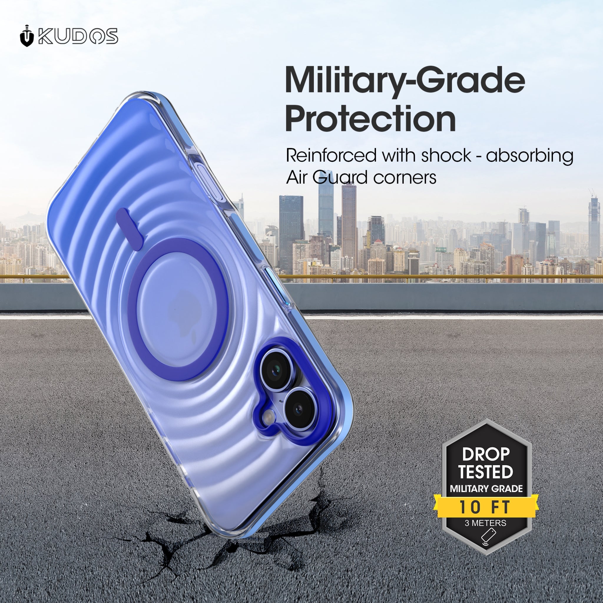 KUDOS Wave iPhone 16 Cover Case - Artistic Ripple Pattern Transparent Shockproof