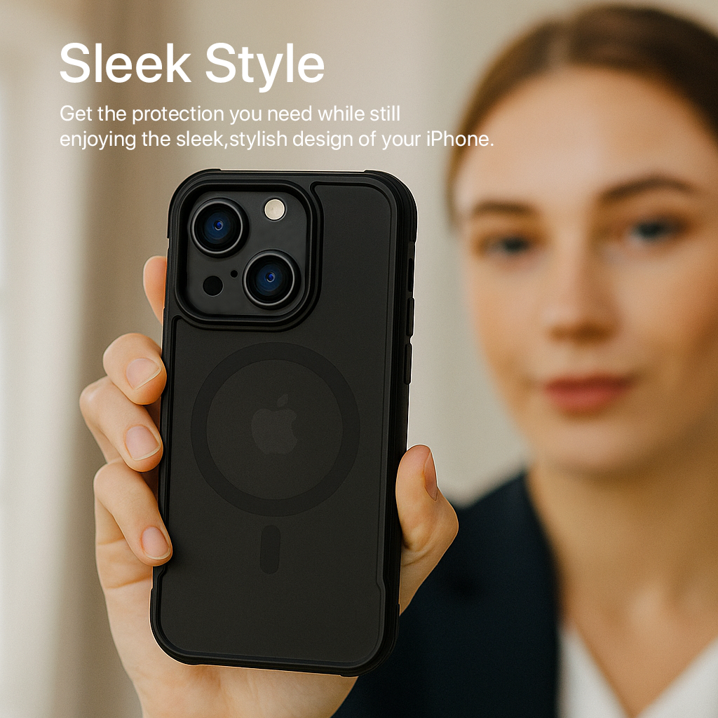 Black MAG ARMOR Phone Case Cover for iPhone 15 Plus – MagSafe Drop Tested Case