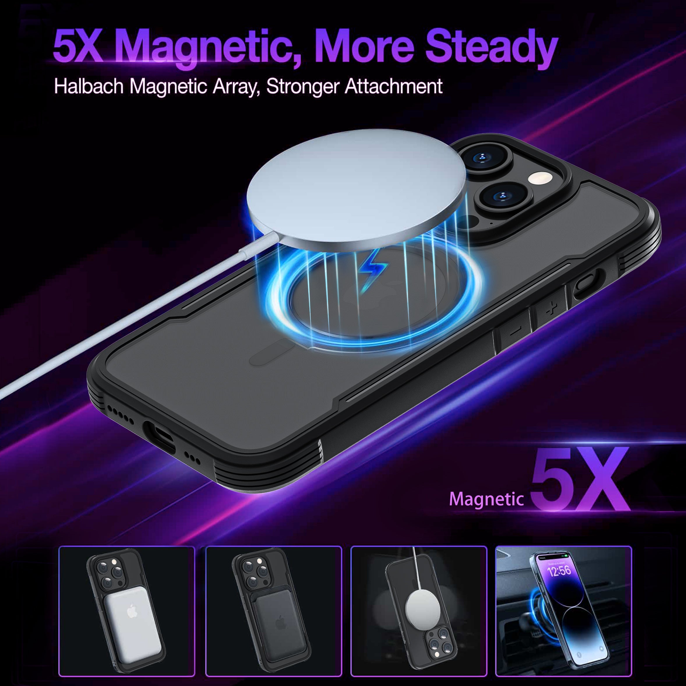 Black MAG ARMOR Phone Case Cover for iPhone 15 Promax – MagSafe Drop Tested Case